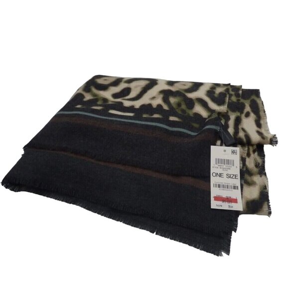 Inc International Concepts Striped Leopard-Print Wrap, Olive, 72"L x 21"W - Picture 5 of 5